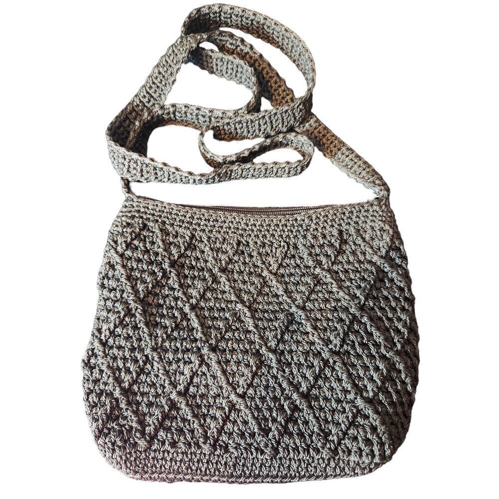 Chateau black crocheted crossbody purse bag